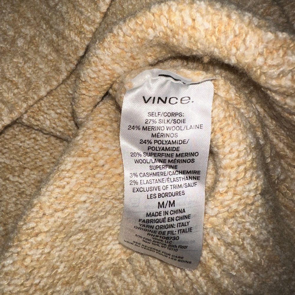 Vince Tan V-Neck Sweater Silk/Wool Blend - Picture 4 of 4